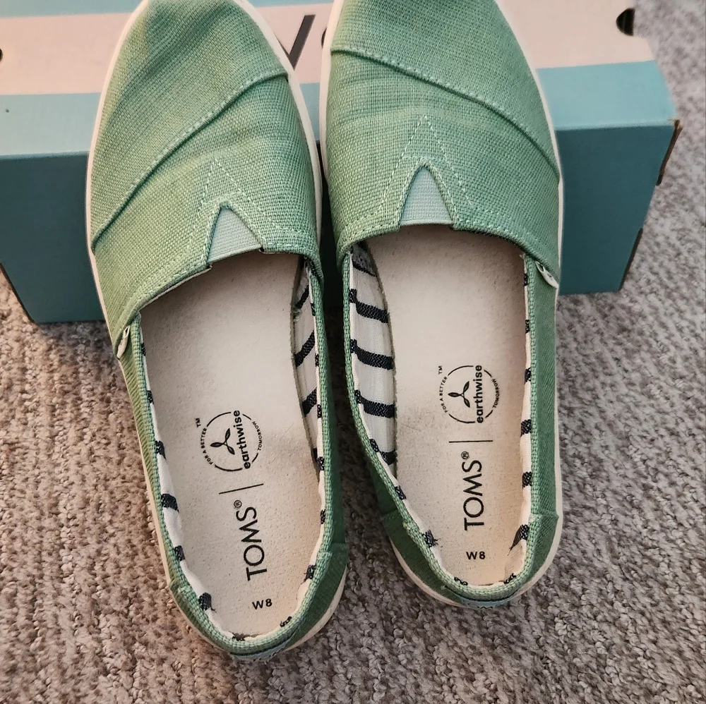 Toms Alpargata Cupsole Vintage Green Green HeritageCanvas Flats with Rubber Sole - Picture 5 of 7